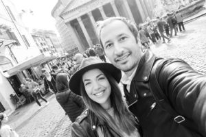 Me wearing a hat. Pictured with my husband